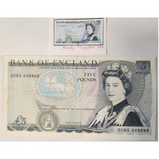 GREAT BRITAIN UK 1971. FIVE 5 POUNDS BANKNOTE . ERROR . MISSING SIGNATURE